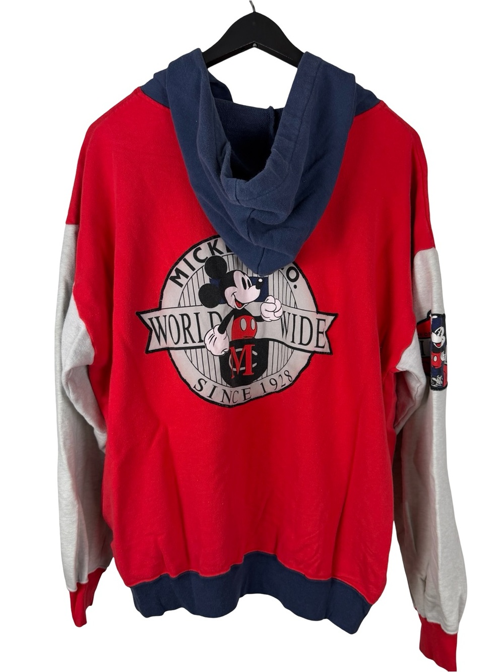 Vintage 1980s Mickey Mouse Disney Cartoon Full Zip Red Hoodie Size XL - Picture 2 of 9